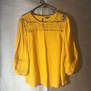 Unique Spectrum Yellow Crochet Women's Blouse